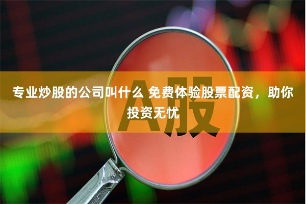 专业炒股的公司叫什么 免费体验股票配资，助你投资无忧